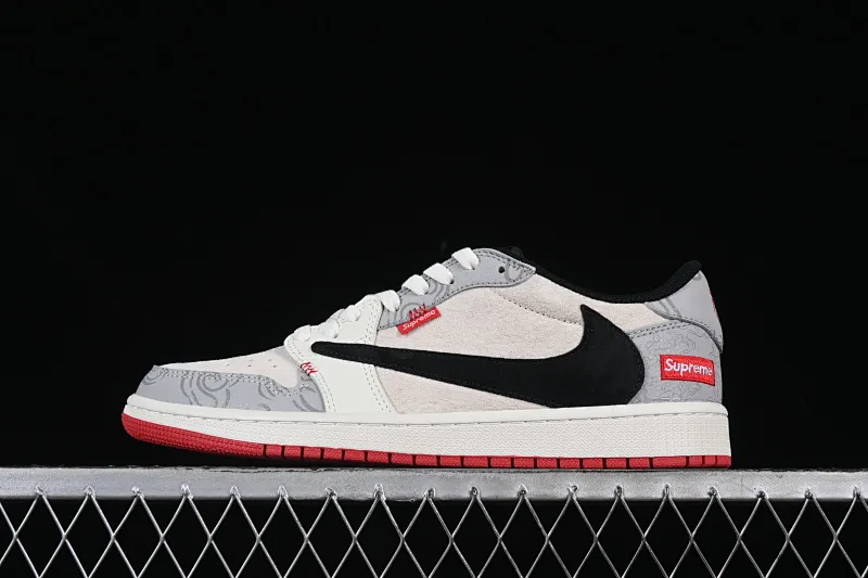 All categories Air Jordan Jordan series basketball shoes Air Jordan 1 Low High-end customized low-top sneakers Travis Scott x Fragment Design x Air Jordan 1 Low OG SP AJ1 Joe 1 Supreme joint name Xiangyun New Year Red low-top cultural casual sneakers DM7866-078